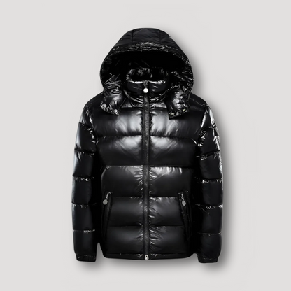 Quilted Hooded Shiny Puffer Jacket for Men