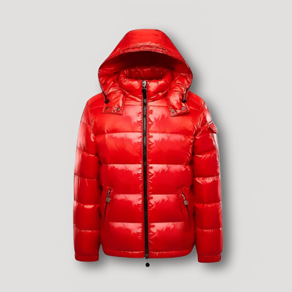 Quilted Hooded Shiny Puffer Jacket for Men