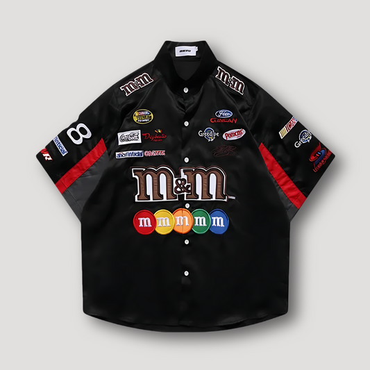 Racing Style M&M NASCAR Embroidery Patches Button Up Shirt