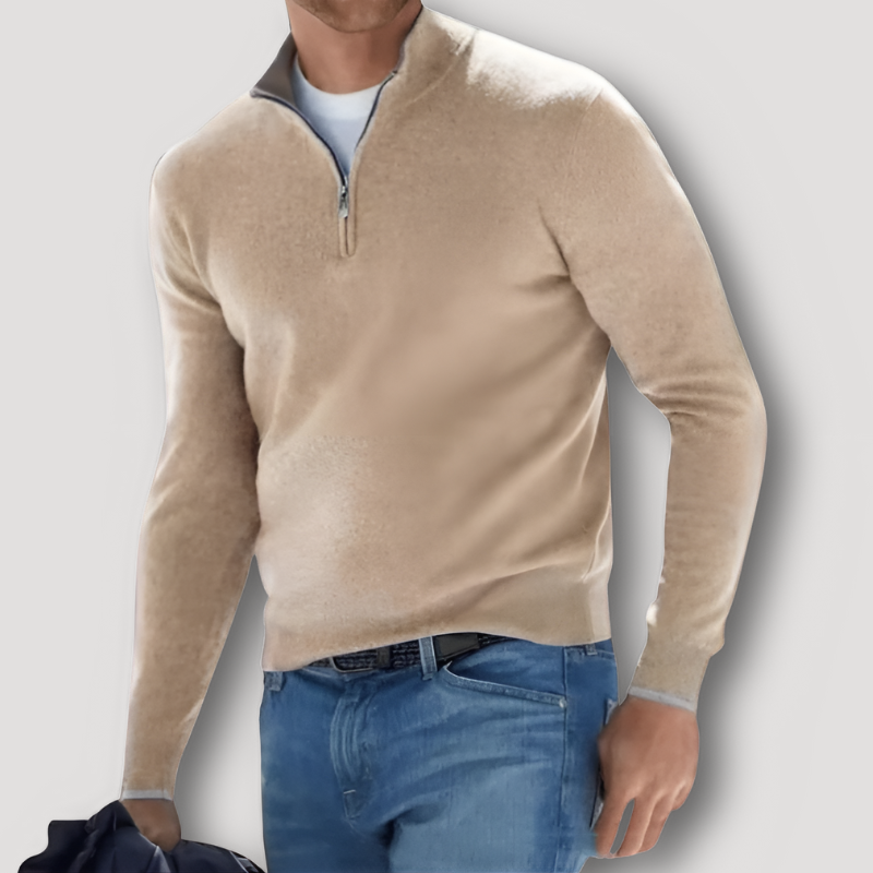 Casual Quarter Zip Slim Fit Soft Knit Sweater Men