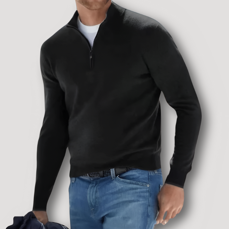 Casual Quarter Zip Slim Fit Soft Knit Sweater Men