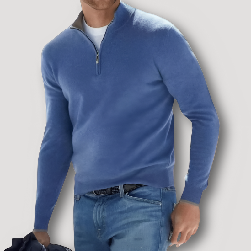 Casual Quarter Zip Slim Fit Soft Knit Sweater Men