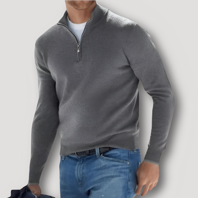 Casual Quarter Zip Slim Fit Soft Knit Sweater Men