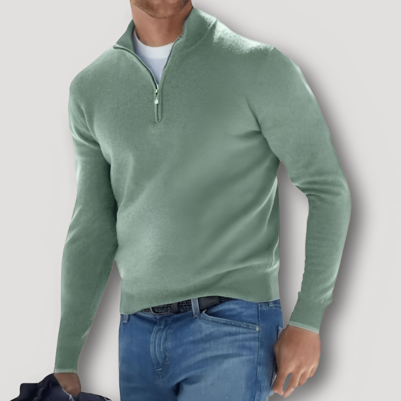 Casual Quarter Zip Slim Fit Soft Knit Sweater Men