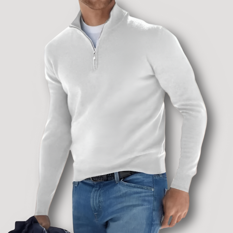 Casual Quarter Zip Slim Fit Soft Knit Sweater Men