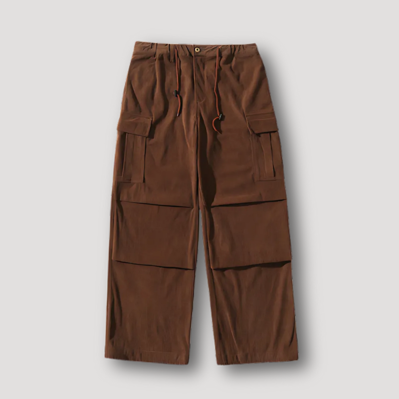 Drawstring Hem Corduroy Cargo Pants Baggy Men