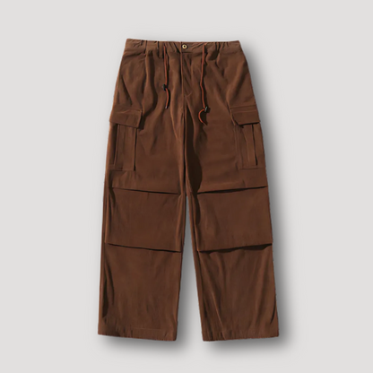 Drawstring Hem Corduroy Cargo Pants Baggy Men