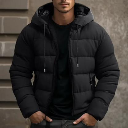 Warm Hooded Puffer Jacket for Men in Winter