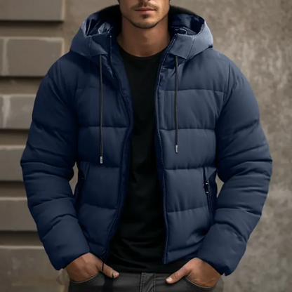 Warm Hooded Puffer Jacket for Men in Winter