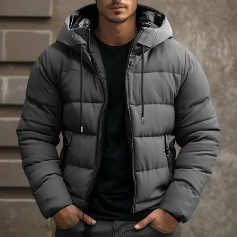 Warm Hooded Puffer Jacket for Men in Winter