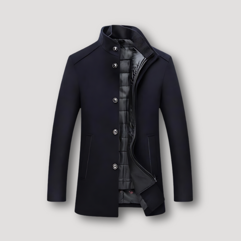 Casual Coat Windproof Double Collar Men's Wool Jacket