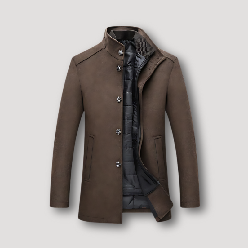 Casual Coat Windproof Double Collar Men's Wool Jacket