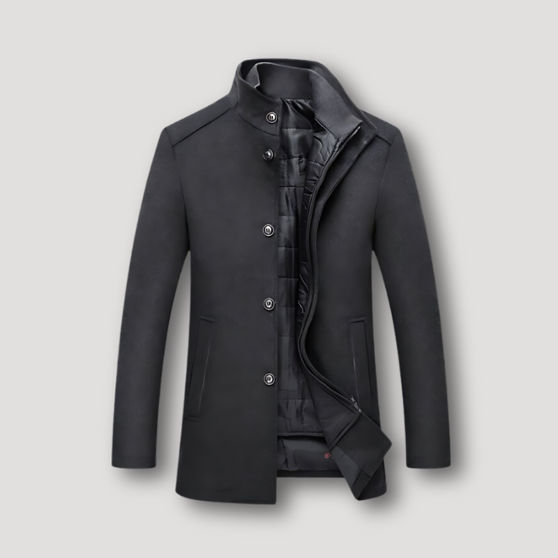 Casual Coat Windproof Double Collar Men's Wool Jacket