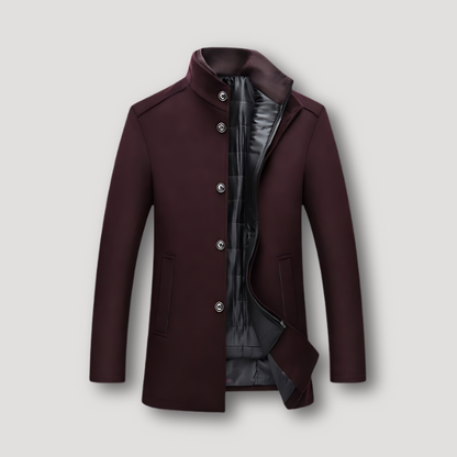 Casual Coat Windproof Double Collar Men's Wool Jacket