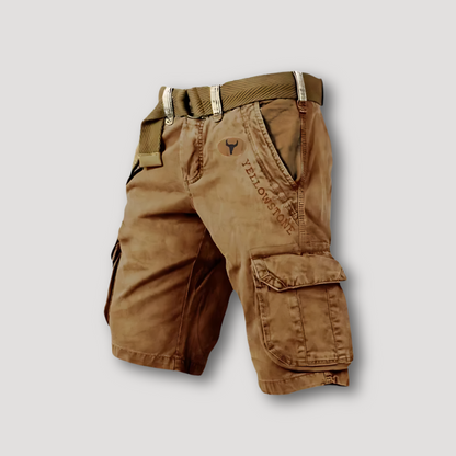 Brown Belt Vintage Cargo Shorts Men