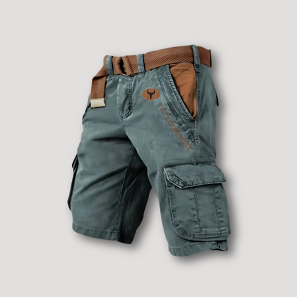 Brown Belt Vintage Cargo Shorts Men