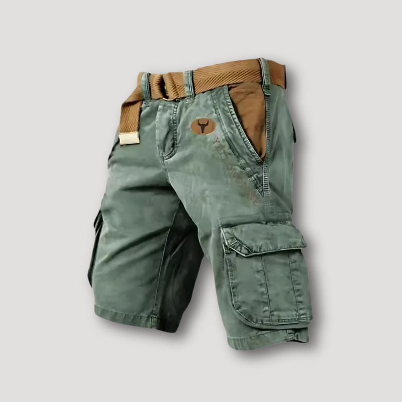 Brown Belt Vintage Cargo Shorts Men