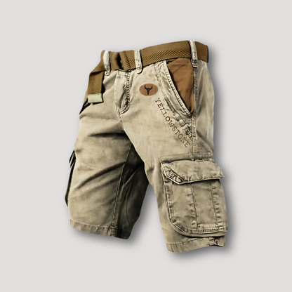 Brown Belt Vintage Cargo Shorts Men