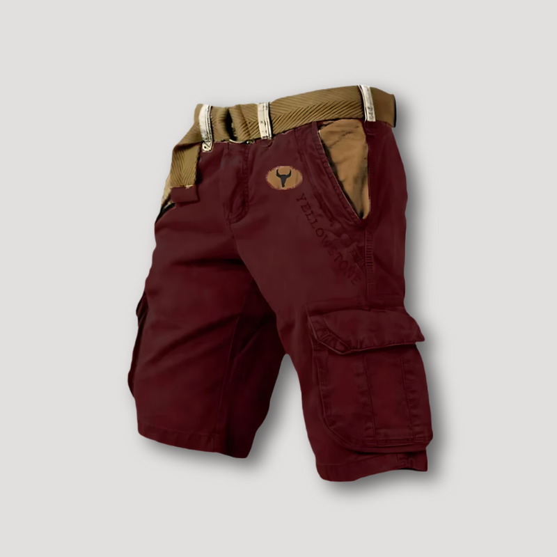 Brown Belt Vintage Cargo Shorts Men