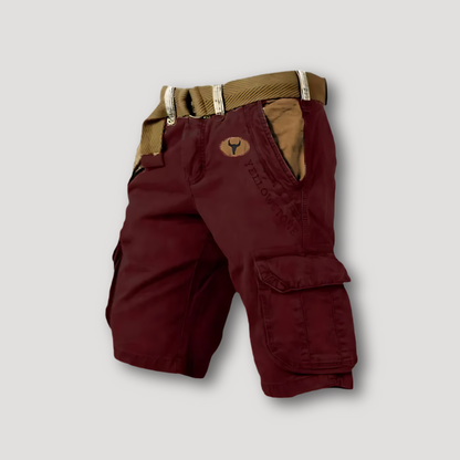 Brown Belt Vintage Cargo Shorts Men