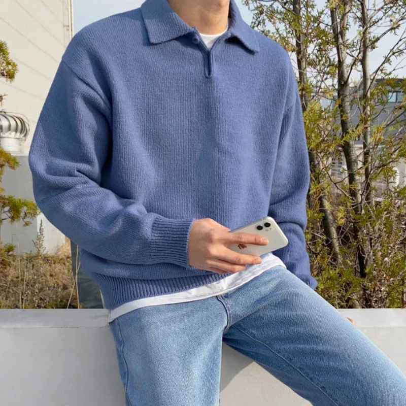 Casual Cashmere Polo Sweater Man