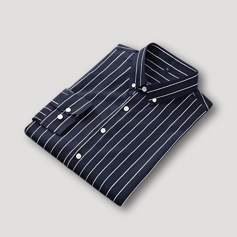 Striped Long Sleeve Button Up Dress Shirt for Men