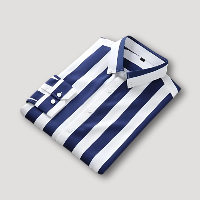 Striped Long Sleeve Button Up Dress Shirt for Men