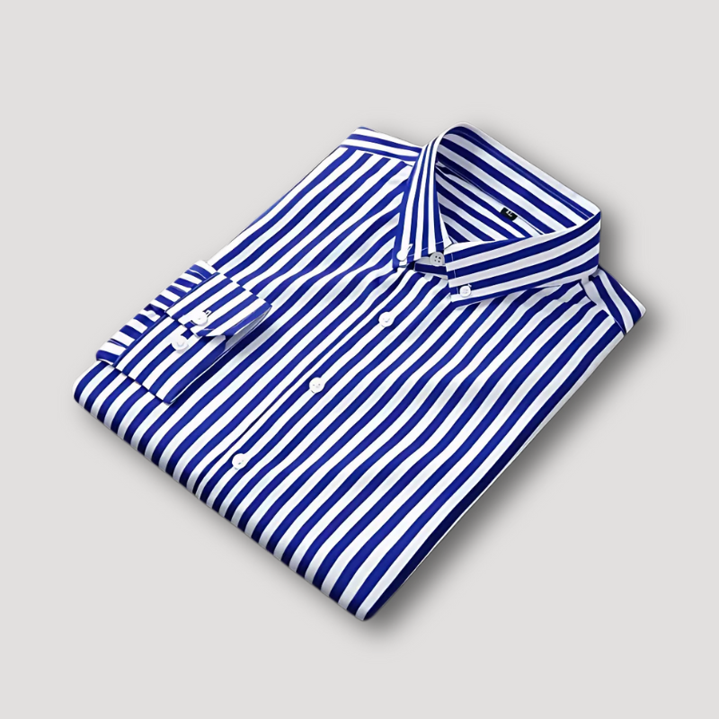 Striped Long Sleeve Button Up Dress Shirt for Men