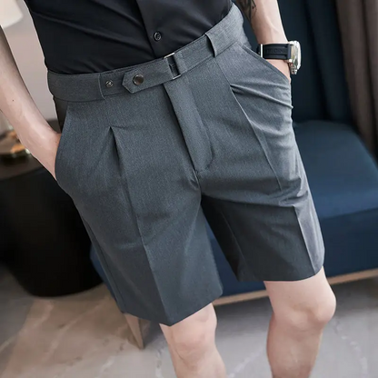 Straight Pleated Chino Shorts Men