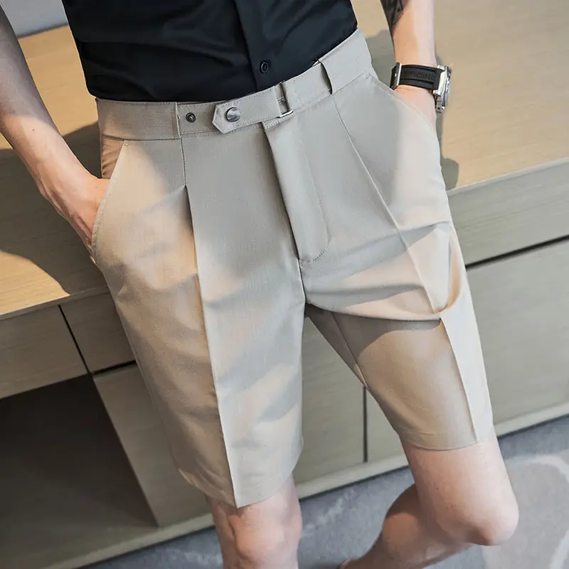 Straight Pleated Chino Shorts Men