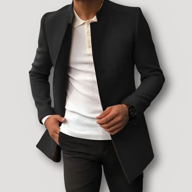 Slim Fit Black Trench Coat Men