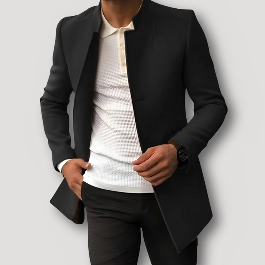 Slim Fit Black Trench Coat Men