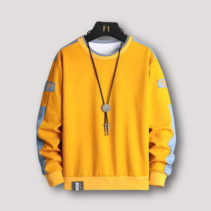 Color Blocked Sleeves Oversized Pullover Sweatshirt Men Sale