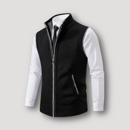 Casual Sleeveless Zip Up Knitted Vest for Men