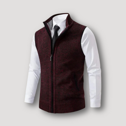 Casual Sleeveless Zip Up Knitted Vest for Men