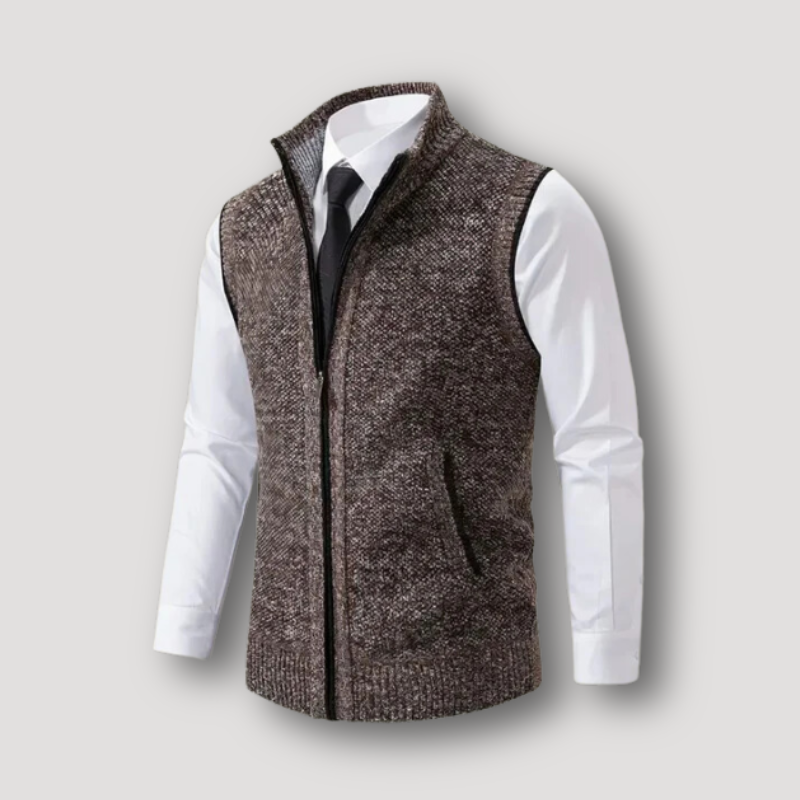 Casual Sleeveless Zip Up Knitted Vest for Men