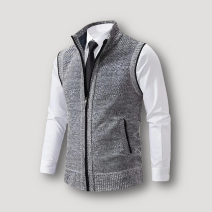 Casual Sleeveless Zip Up Knitted Vest for Men