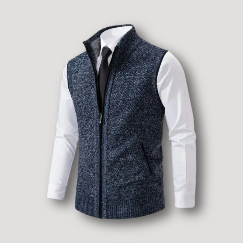 Casual Sleeveless Zip Up Knitted Vest for Men