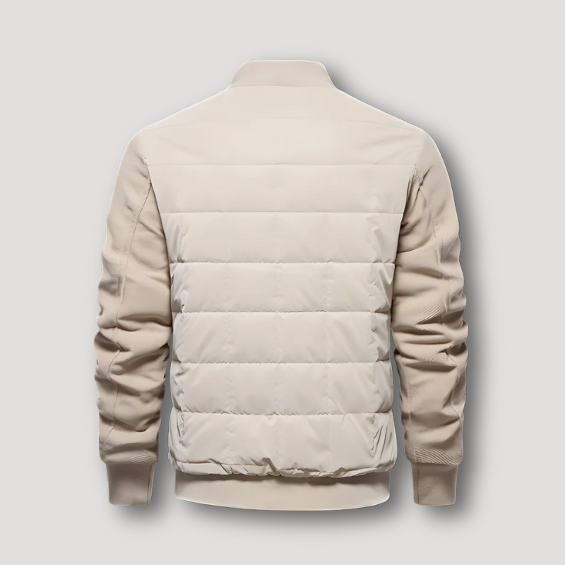 Knit Sleeves Quilted Bomber Jacket Men