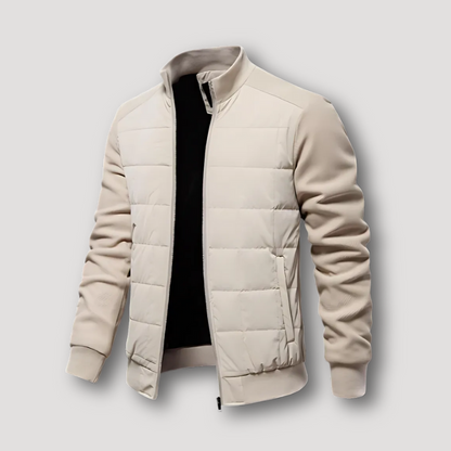 Knit Sleeves Quilted Bomber Jacket Men