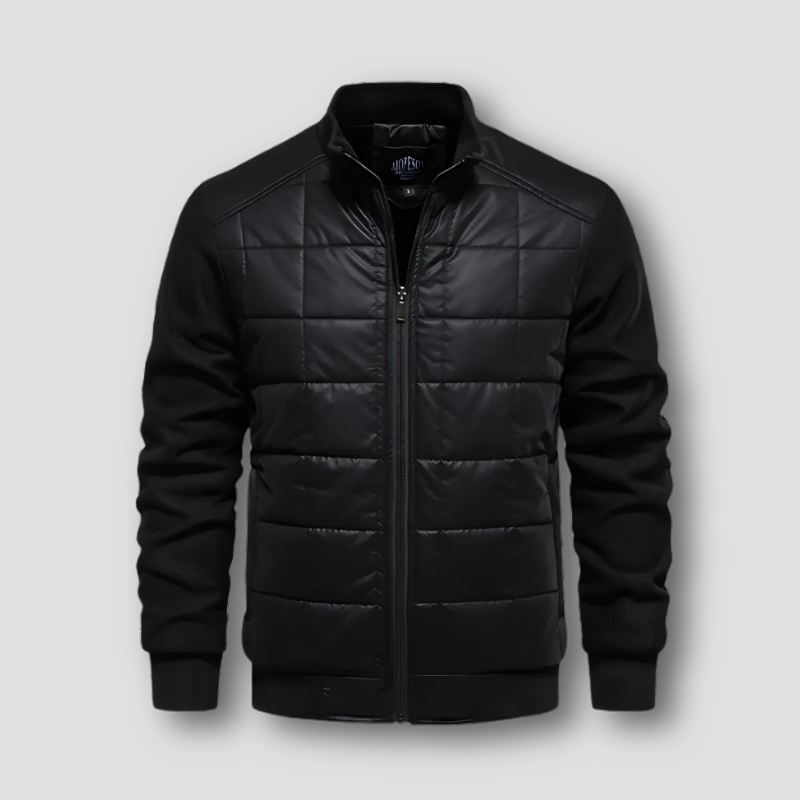 Knit Sleeves Quilted Bomber Jacket Men