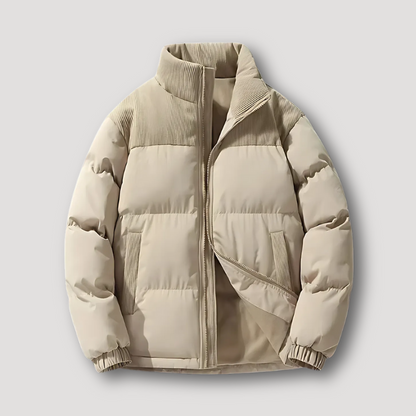 High Corduroy Collar Puffer Winter Jacket and Coat