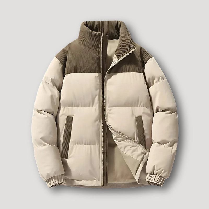 High Corduroy Collar Puffer Winter Jacket and Coat