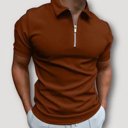 Slim Fit Quarter Zip Polo Shirts Men