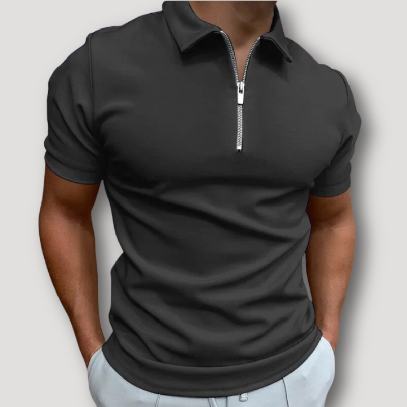 Slim Fit Quarter Zip Polo Shirts Men