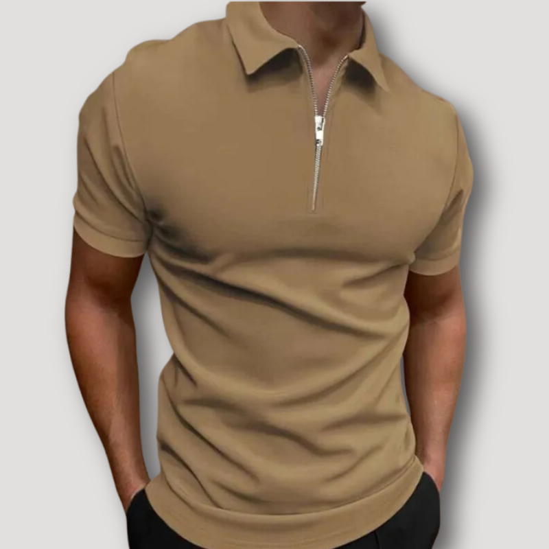 Slim Fit Quarter Zip Polo Shirts Men