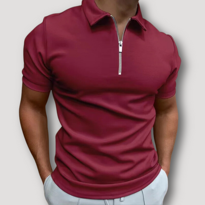 Slim Fit Quarter Zip Polo Shirts Men