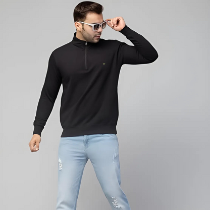 Quarter Zip Ribbed Sweater Mens Knit Pullover