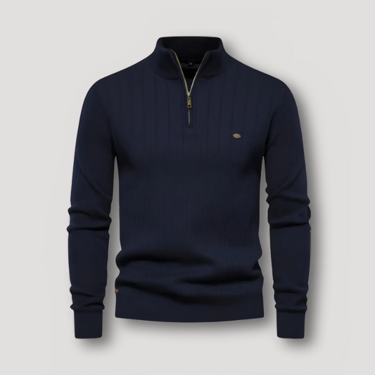 Quarter Zip Ribbed Sweater Mens Knit Pullover