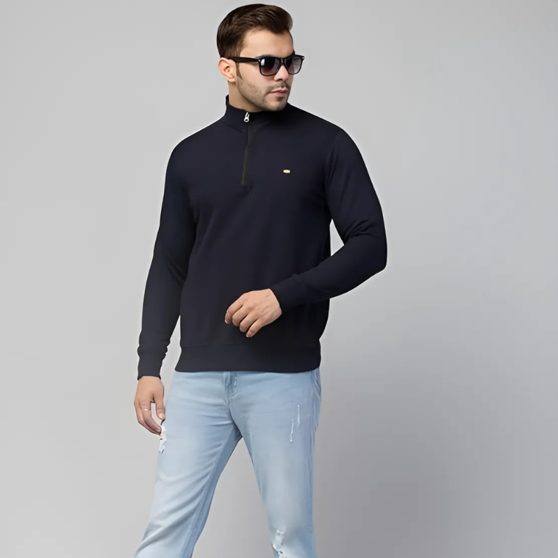 Quarter Zip Ribbed Sweater Mens Knit Pullover